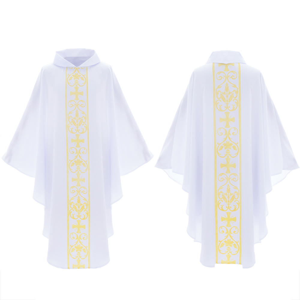 Christianartworkshop Elegant Chasuble With Central Cross, Floral Vine And Wheat Chasuble - image 3
