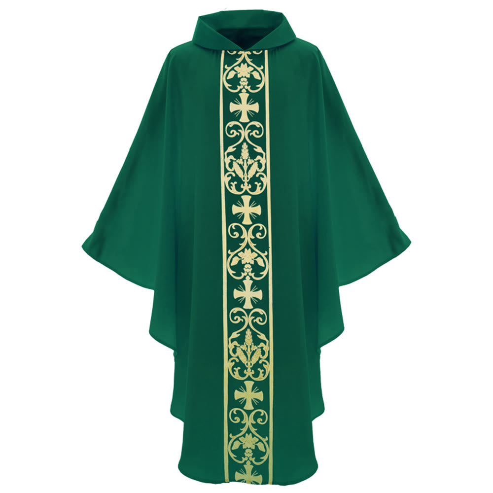 Christianartworkshop Elegant Chasuble With Central Cross, Floral Vine And Wheat Embroidery Chasuble - image 7