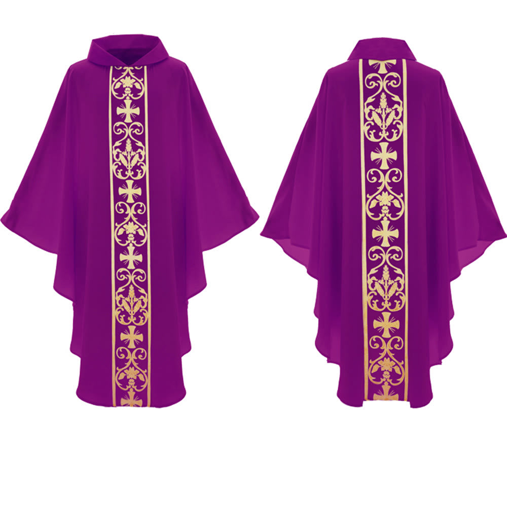 Christianartworkshop Elegant Chasuble With Central Cross, Floral Vine And Wheat Chasuble - image 15