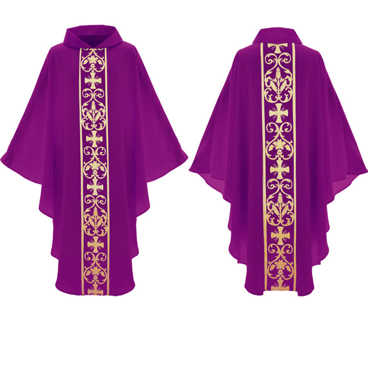 Christianartworkshop Elegant Chasuble With Central Cross, Floral Vine And Wheat Chasuble - image 15