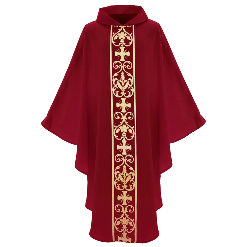 Christianartworkshop Elegant Chasuble With Central Cross, Floral Vine And Wheat Embroidery Chasuble - image 11