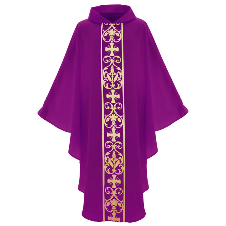 Christianartworkshop Elegant Chasuble With Central Cross, Floral Vine And Wheat Embroidery Chasuble - image 14