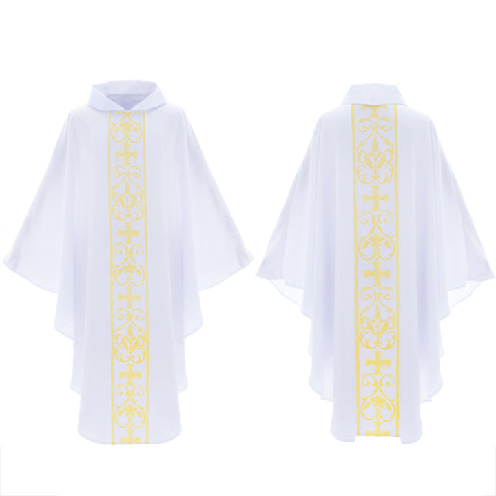 Christianartworkshop Elegant Chasuble With Central Cross, Floral Vine And Wheat Embroidery Chasuble - image 3