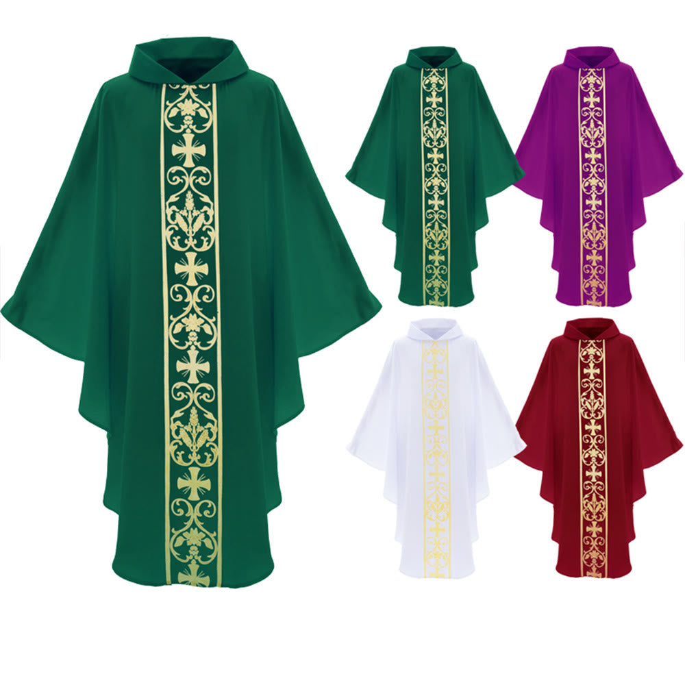 Christianartworkshop Elegant Chasuble With Central Cross, Floral Vine And Wheat Chasuble - image 9