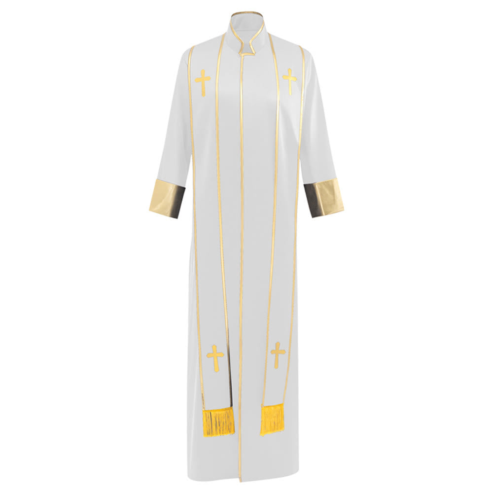 Christianartworkshop Traditional Pastor Robe With Vertical Cross Accents And Sleeve Trim Clergy Robe - image 16