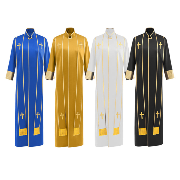 Christianartworkshop Traditional Pastor Robe With Vertical Cross Accents And Sleeve Trim Clergy Robe - image 32