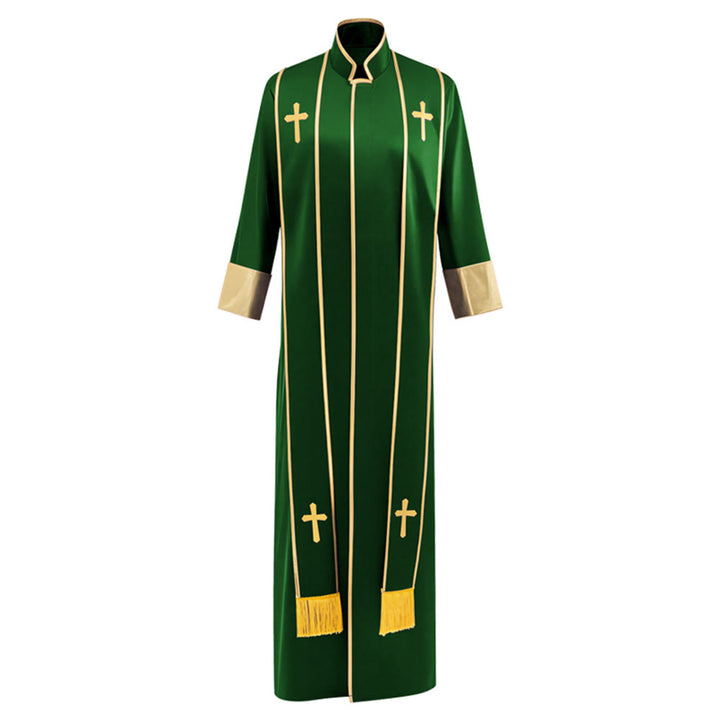 Christianartworkshop Traditional Pastor Robe With Vertical Cross Accents And Sleeve Trim Clergy Robe - image 4