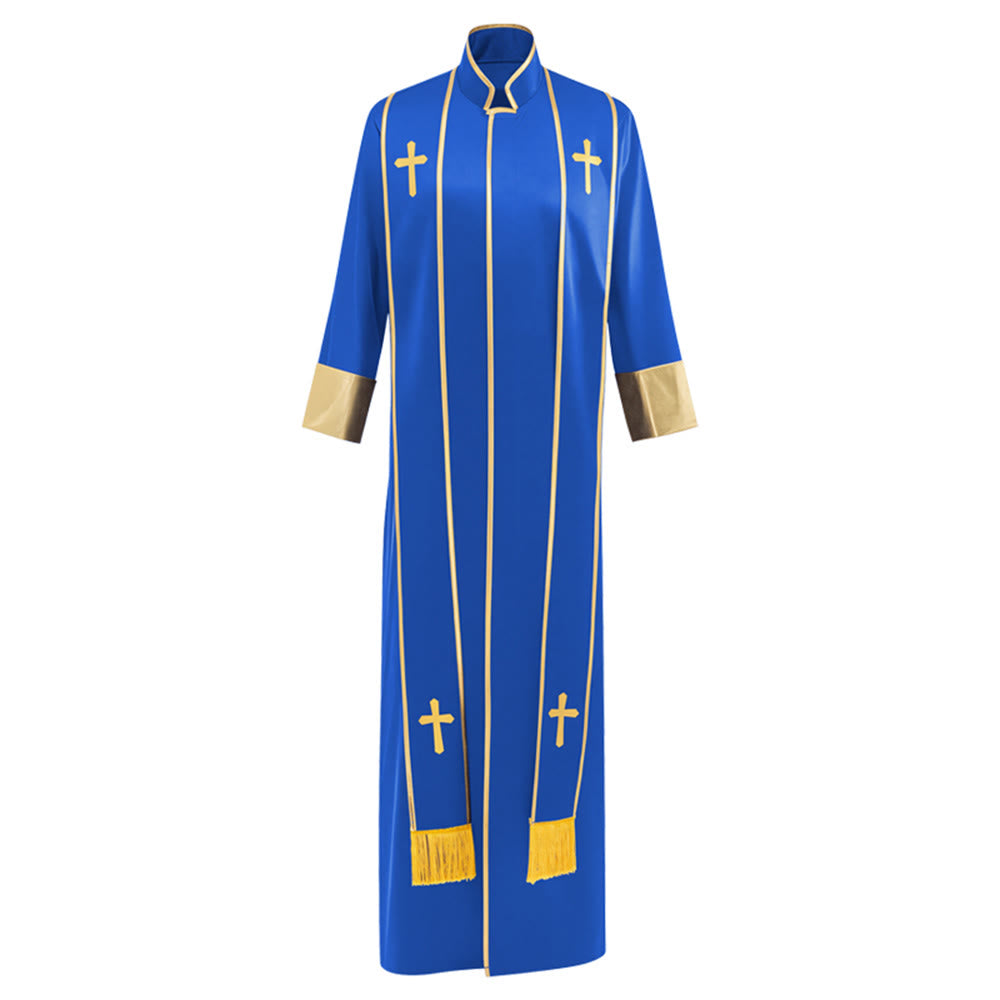 Christianartworkshop Traditional Pastor Robe With Vertical Cross Accents And Sleeve Trim Clergy Robe - image 13