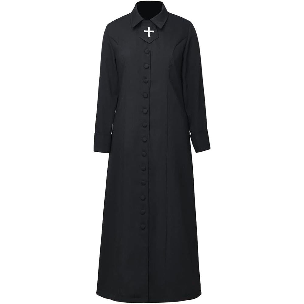 Christianartworkshop Women's Pastor Robe With Collar Cross Motif And Feminine Silhouette Women's Clergy Robe - Black - 3XL - image 4