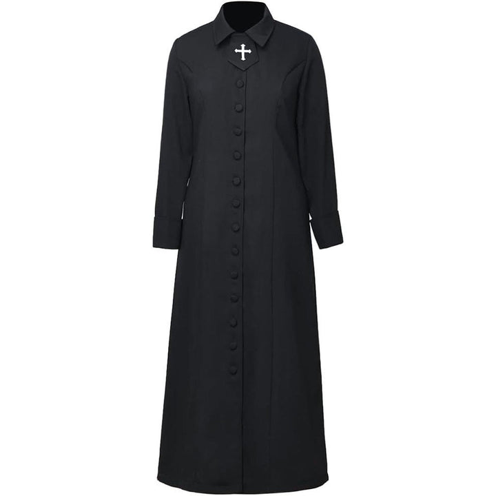 Christianartworkshop Women's Pastor Robe With Collar Cross Motif And Feminine Silhouette Women's Clergy Robe - Black - 3XL - image 4