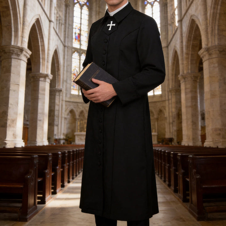 Christianartworkshop Women's Pastor Robe With Collar Cross Motif And Feminine Silhouette Women's Clergy Robe - Black - 3XL - image 3