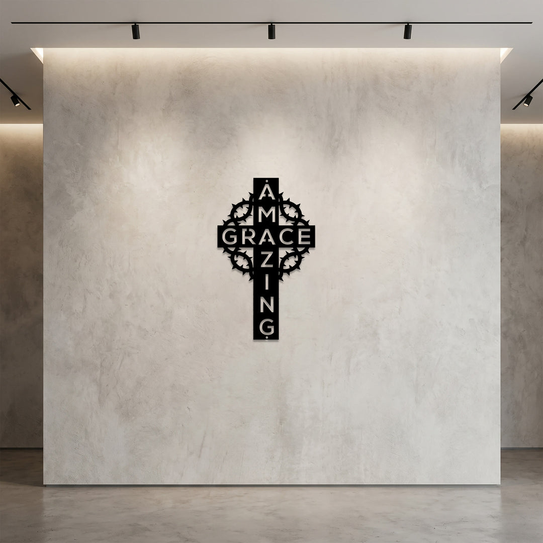 Christianartworkshop Amazing Grace Crown of Thorns Cross Metal Wall Decor: A Testament of Redemptive Love - image 2