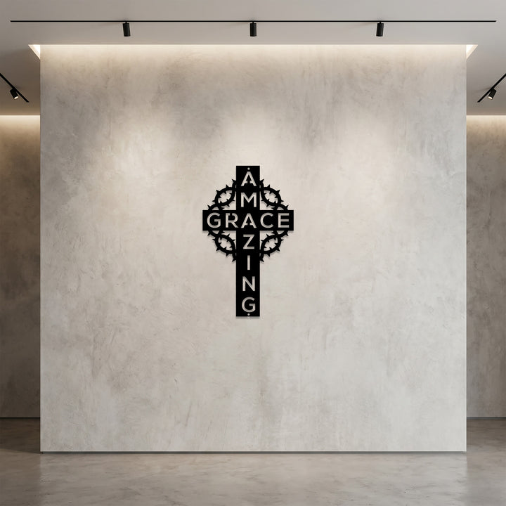 Christianartworkshop Amazing Grace Crown of Thorns Cross Metal Wall Decor: A Testament of Redemptive Love - image 2
