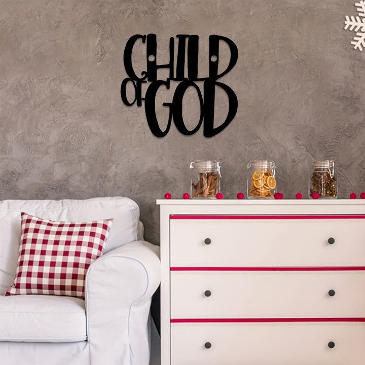 Christianartworkshop Child of God Cursive Script Metal Wall Decor: A Bold Statement of Divine Identity - image 1