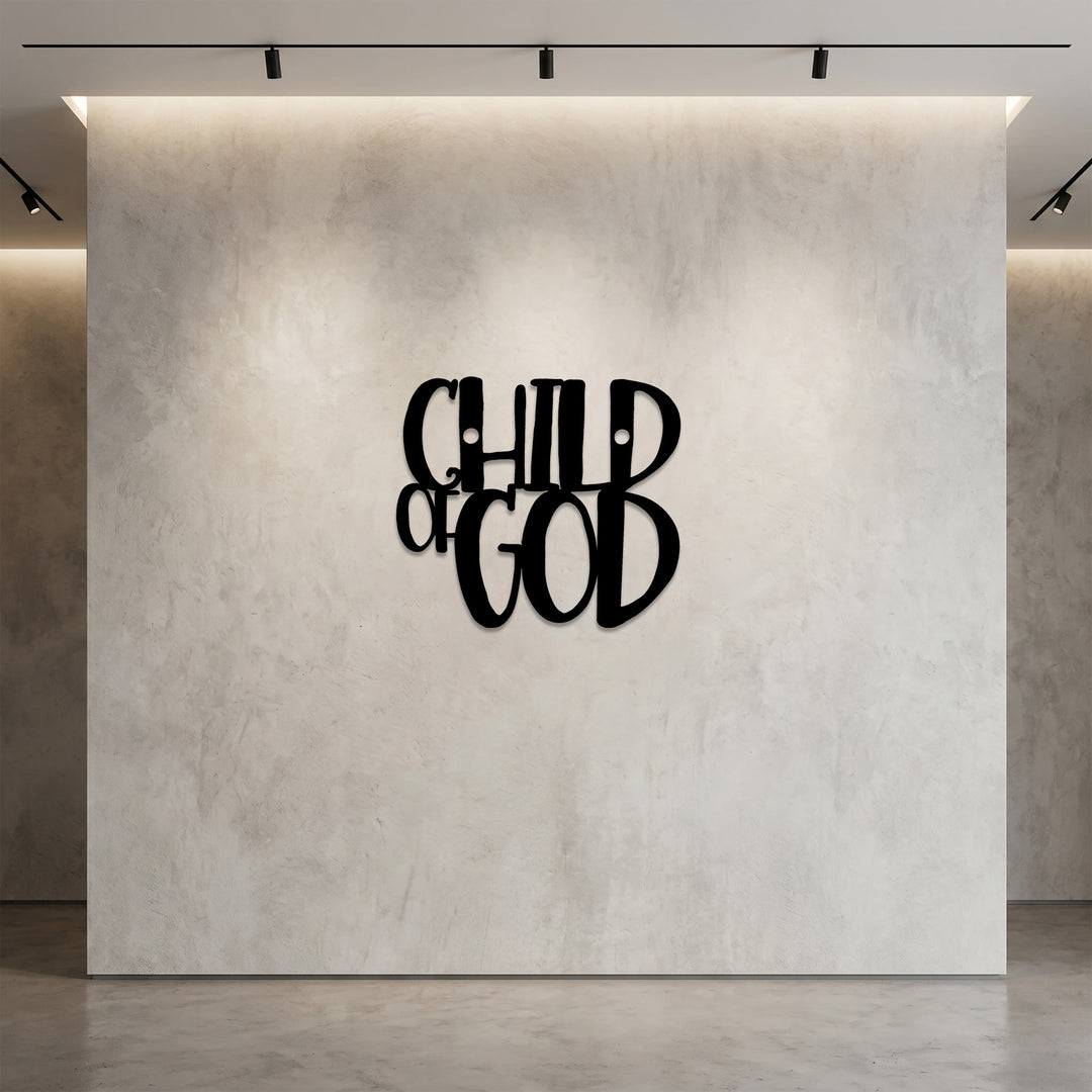 Christianartworkshop Child of God Cursive Script Metal Wall Decor: A Bold Statement of Divine Identity - image 3