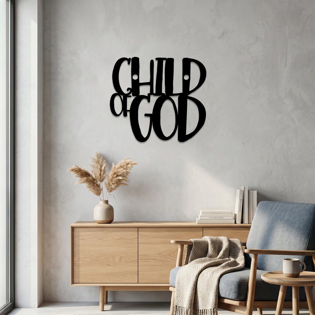 Christianartworkshop Child of God Cursive Script Metal Wall Decor: A Bold Statement of Divine Identity - image 4