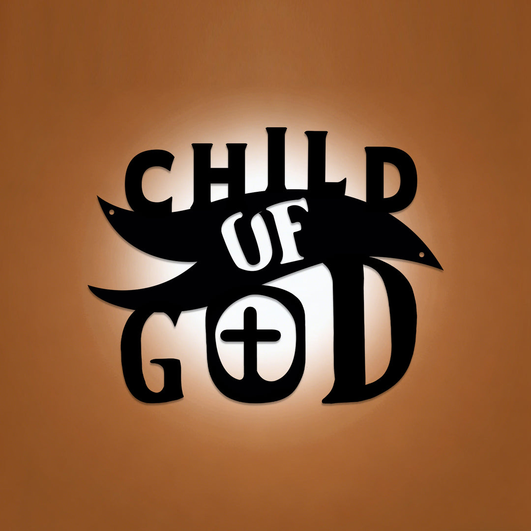 Christianartworkshop Child Of God With Cross In Letter O Metal Wall Decor: A Bold Statement Of Beloved Identity - 14.69''*15.75''*0.04"/37.31*40*0.1cm - image 0