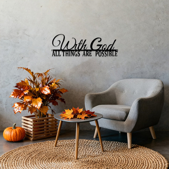 Christianartworkshop With God All Things Are Possible Dual-Font Metal Wall Decor: A Graceful Statement Of Faith - image 2