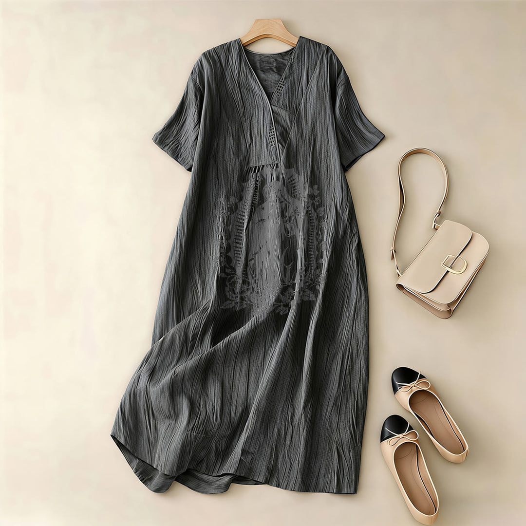 Christianartworkshop Our Lady of Guadalupe Silhouette V-Neck Short Sleeve Midi Dress - image 3