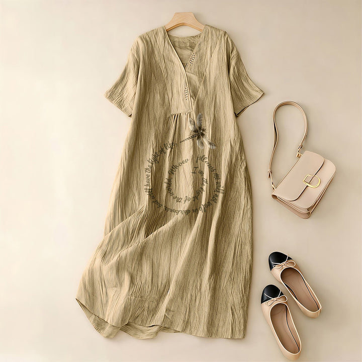 Christianartworkshop Relaxed Fit Dragonfly & Inspirational Verse V-Neck Short Sleeve Midi Dress - image 7