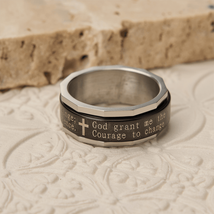 Christianartworkshop Serenity Prayer Spinner Ring with Cross Engraving: A Symbol of Divine Courage - image 3