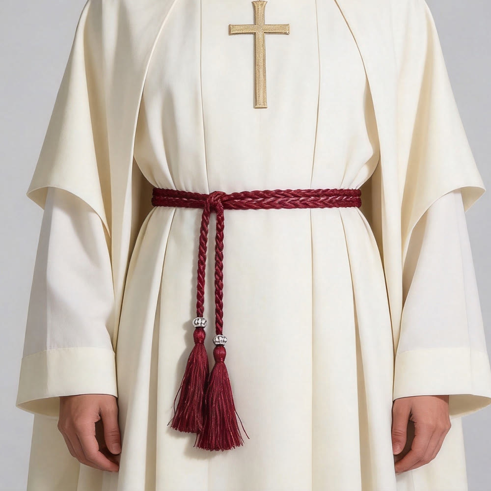 Christianartworkshop Braided Cincture with Accents & Tassels: A Sacred Liturgical Accessory - Red - image 0