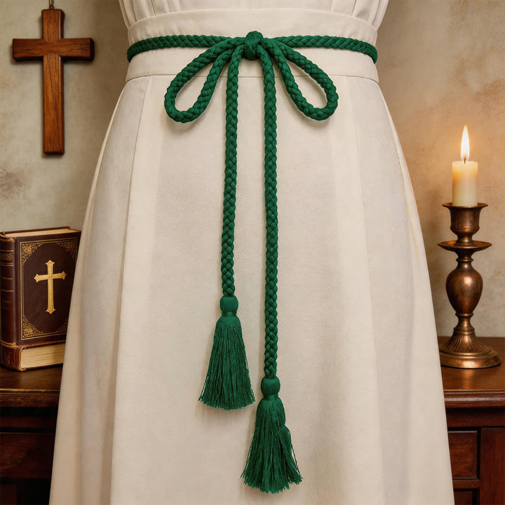 Christianartworkshop Simple Braided Cincture with Hanging Tassels: A Practical Liturgical Belt - image 1