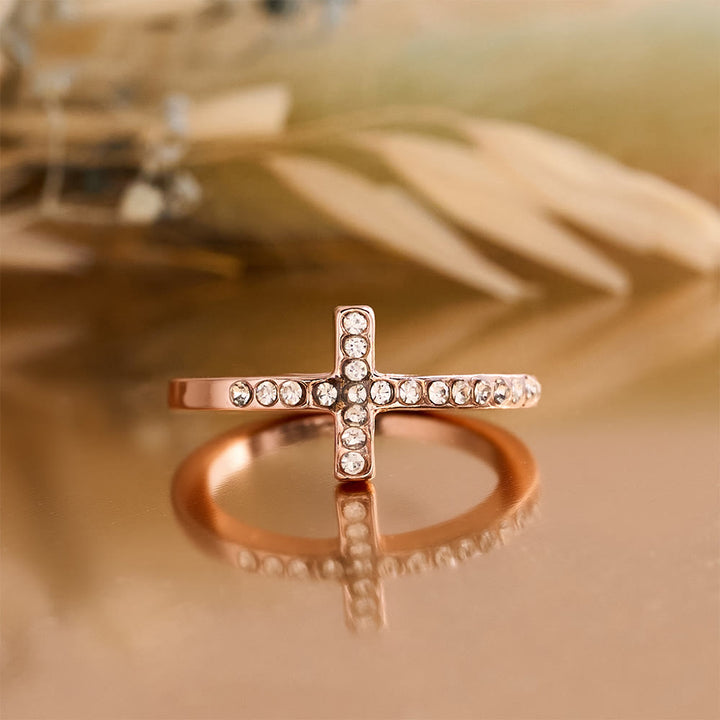Christianartworkshop Delicate Sideways Cross Zircon Ring with All-Over Stone Setting: A Reminder of Understated Divine Grace - image 10