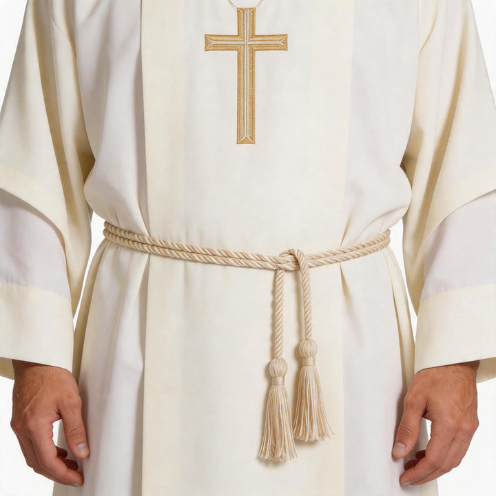 Christianartworkshop Traditional Clergy Cincture with Tassels: A Symbol of Service & Commitment - Beige - image 0