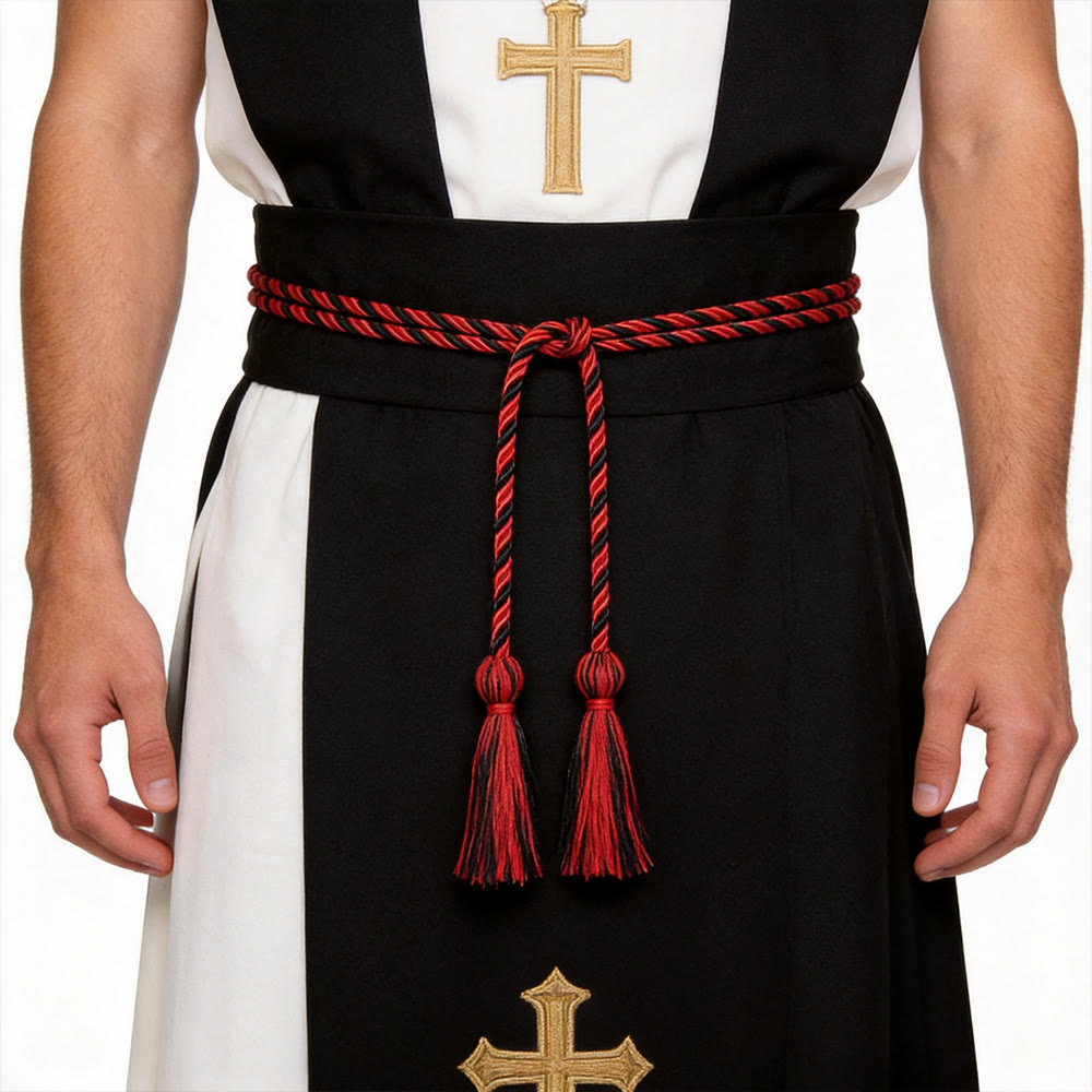 Christianartworkshop Clergy Cincture with Ornate Tassel Accents: A Symbol of Priestly Vocation - Black & Red - image 6