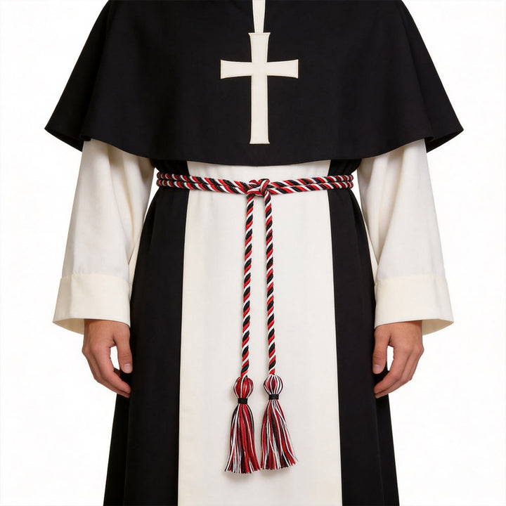 Christianartworkshop Clergy Cincture with Ornate Tassel Accents: A Symbol of Priestly Vocation - White & Red & Black - image 4
