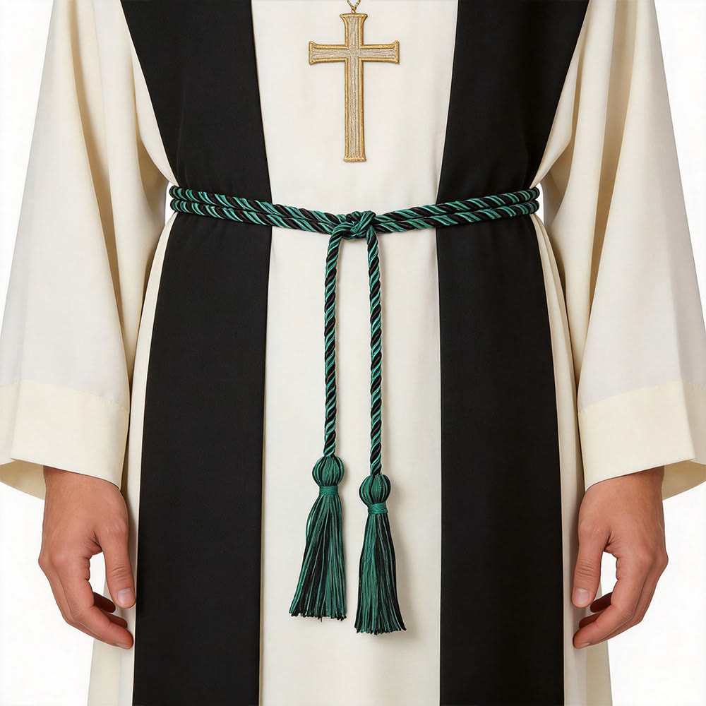 Christianartworkshop Clergy Cincture with Ornate Tassel Accents: A Symbol of Priestly Vocation - Green - image 8