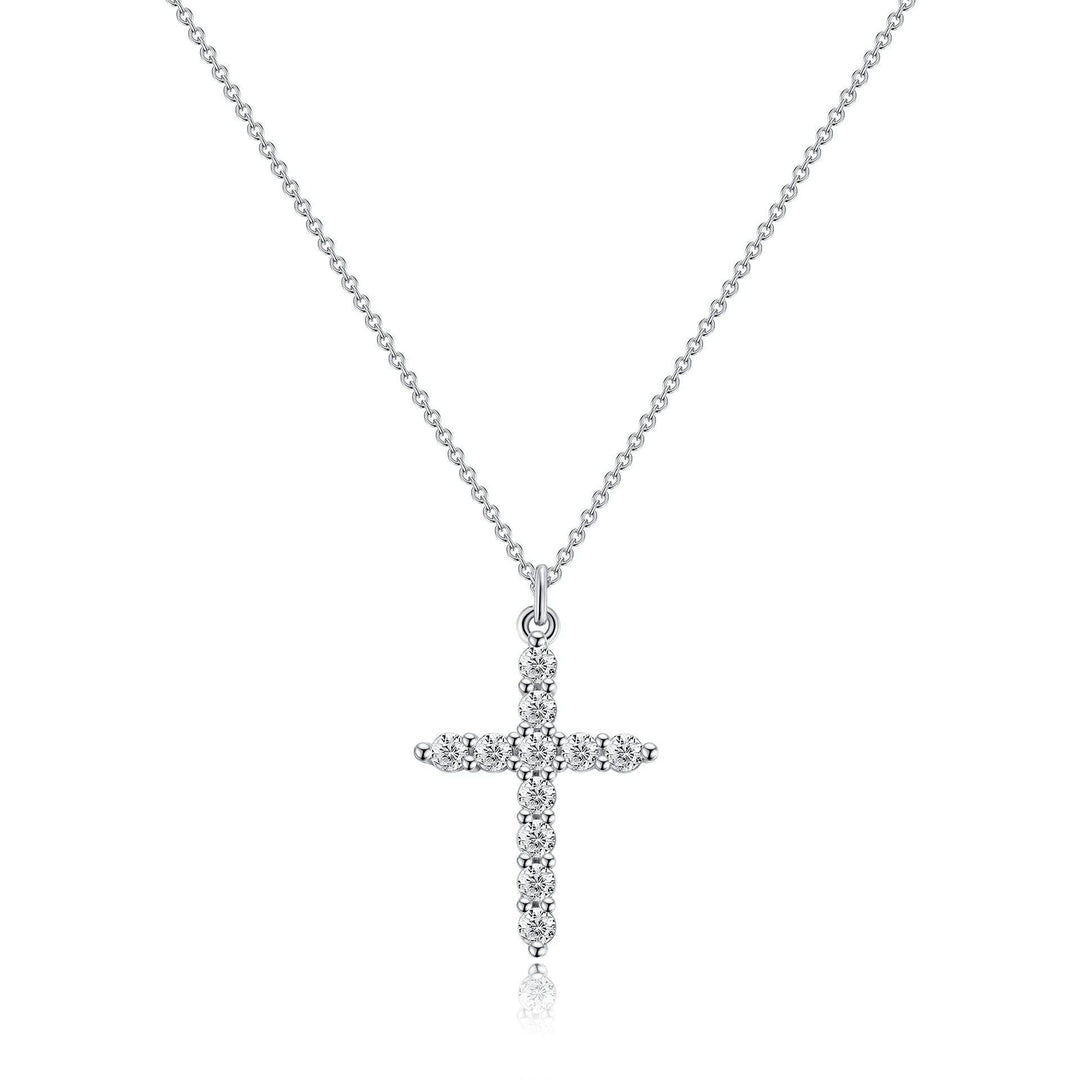 Christianartworkshop Minimalist Zircon Cross Necklace in Gold and Silver Tones: A Reminder of Subtle Divine Grace - Silver - image 0