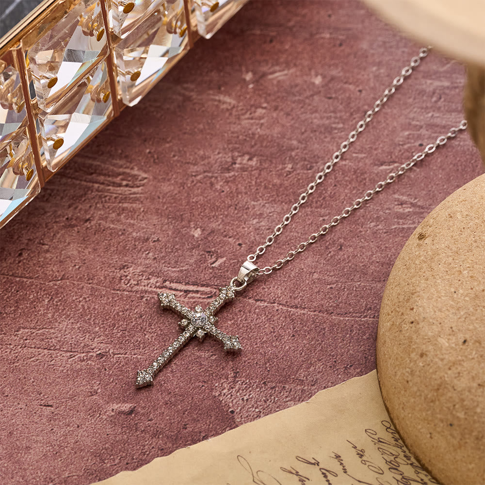 Christianartworkshop Refined Zircon-Encrusted Cross Pendant Necklace with Central Stone: An Emblem of Quiet Devotion - image 3