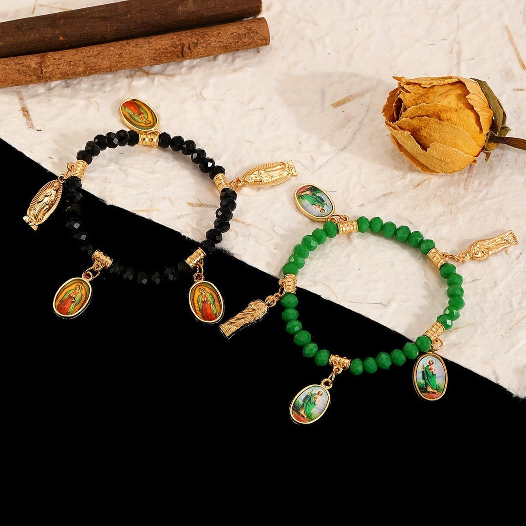 Christianartworkshop Intricate Beaded Bracelet with Our Lady of Guadalupe & Saint Jude Charms: A Reminder of Sacred Love - image 6