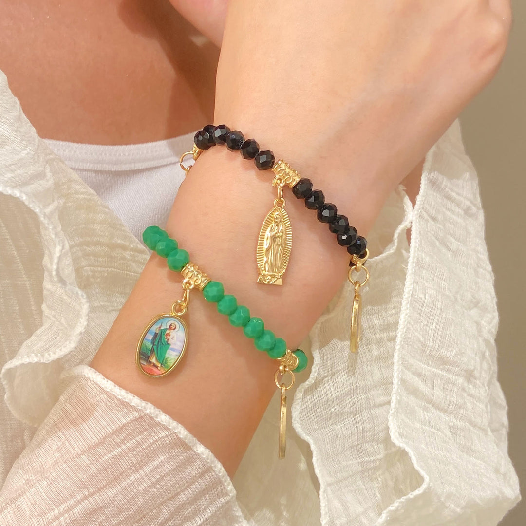 Christianartworkshop Intricate Beaded Bracelet with Our Lady of Guadalupe & Saint Jude Charms: A Reminder of Sacred Love - image 2