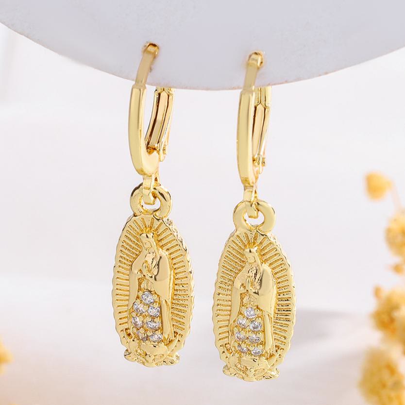 Christianartworkshop Variety-Style Saint Jude & Virgin Mary Earrings with Zircon Halo Collection: A Reminder of Heavenly Grace - Our Lady E - image 5