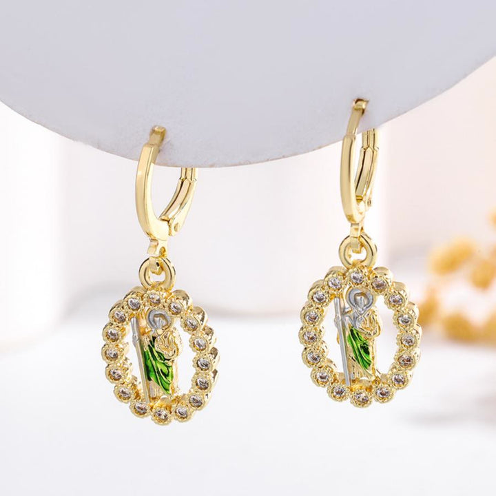 Christianartworkshop Variety-Style Saint Jude & Virgin Mary Earrings with Zircon Halo Collection: A Reminder of Heavenly Grace - St.Jude A - image 12