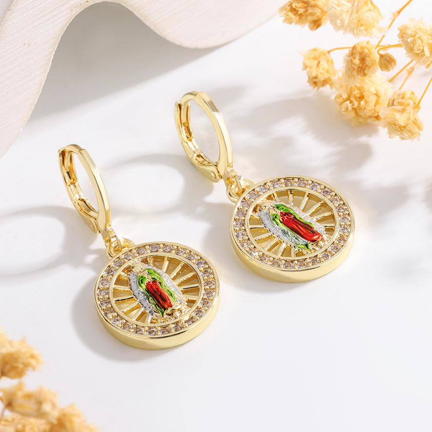Christianartworkshop Variety-Style Saint Jude & Virgin Mary Earrings with Zircon Halo Collection: A Reminder of Heavenly Grace - Our Lady I - image 9