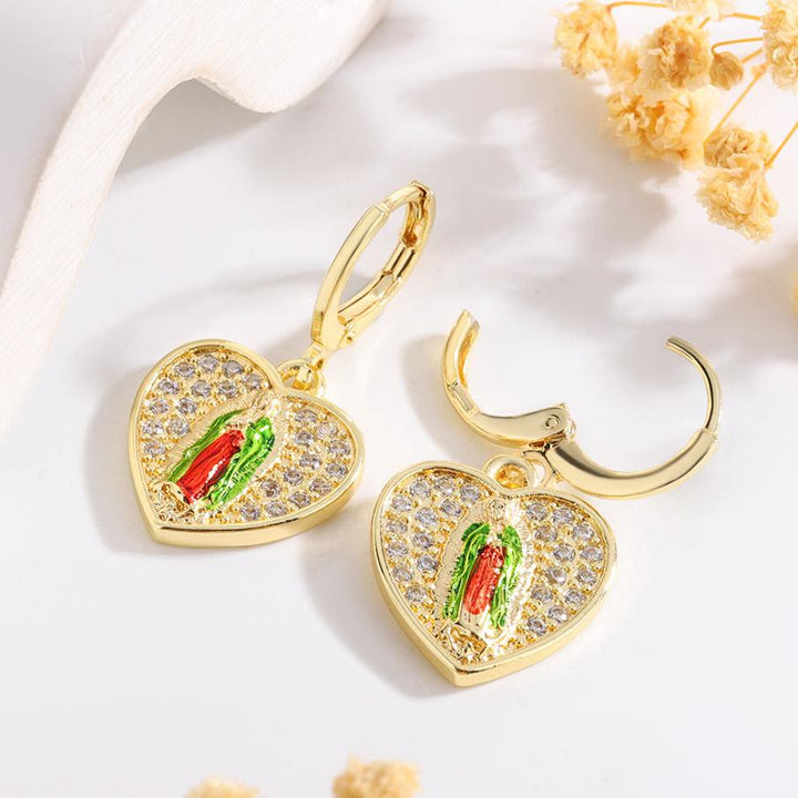 Christianartworkshop Variety-Style Saint Jude & Virgin Mary Earrings with Zircon Halo Collection: A Reminder of Heavenly Grace - Our Lady H - image 8