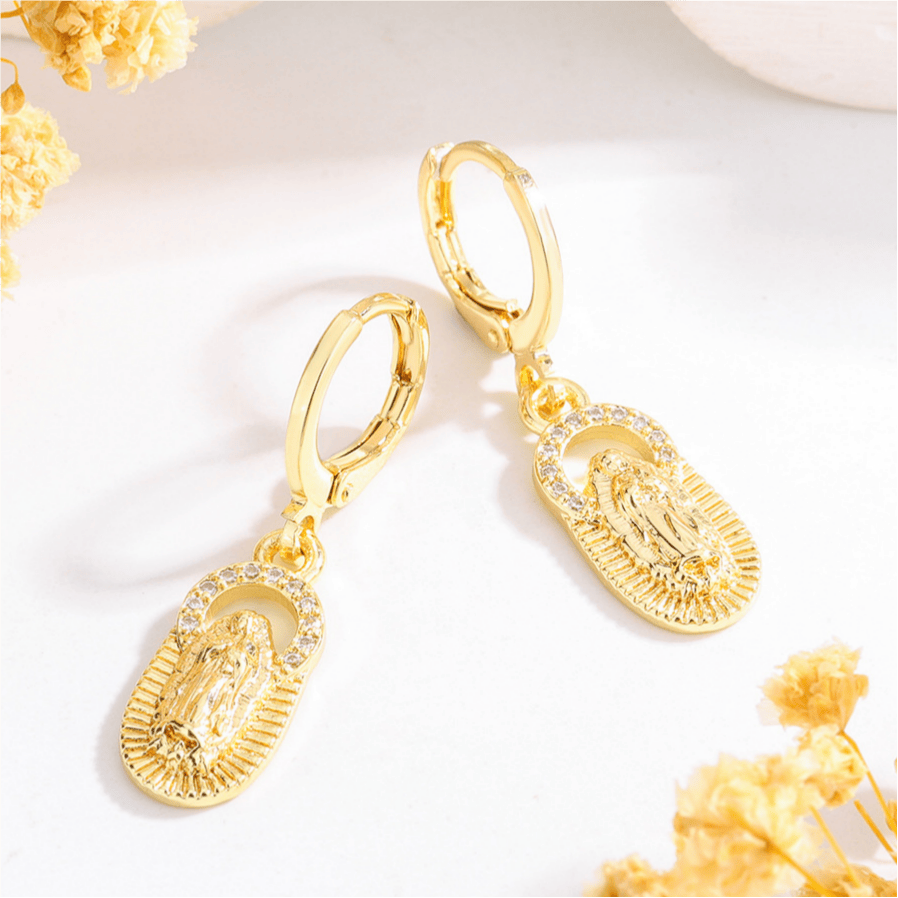 Christianartworkshop Variety-Style Saint Jude & Virgin Mary Earrings with Zircon Halo Collection: A Reminder of Heavenly Grace - Our Lady F - image 6