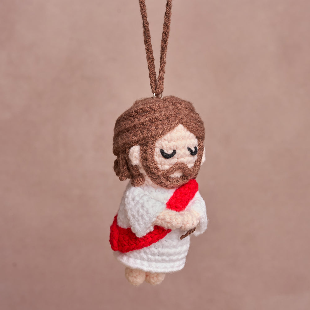 Christianartworkshop Handmade Crochet Jesus Amigurumi Car Pednant: A Symbol of Divine Comfort - image 1