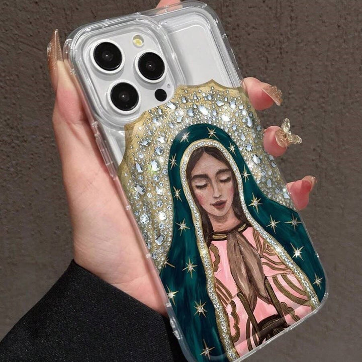 Christianartworkshop Artistic Guadalupe Virgin Phone Case with Crystal Halo: A Reminder of Heavenly Grace - image 2