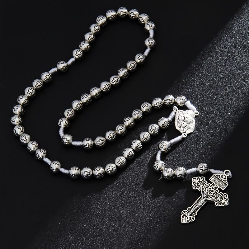 Christianartworkshop Holy Family Center Rosary with Crucifix & Cross-Engraved Beads: A Symbol of Sacred Devotion - image 3