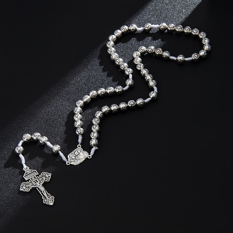 Christianartworkshop Holy Family Center Rosary with Crucifix & Cross-Engraved Beads: A Symbol of Sacred Devotion - image 1