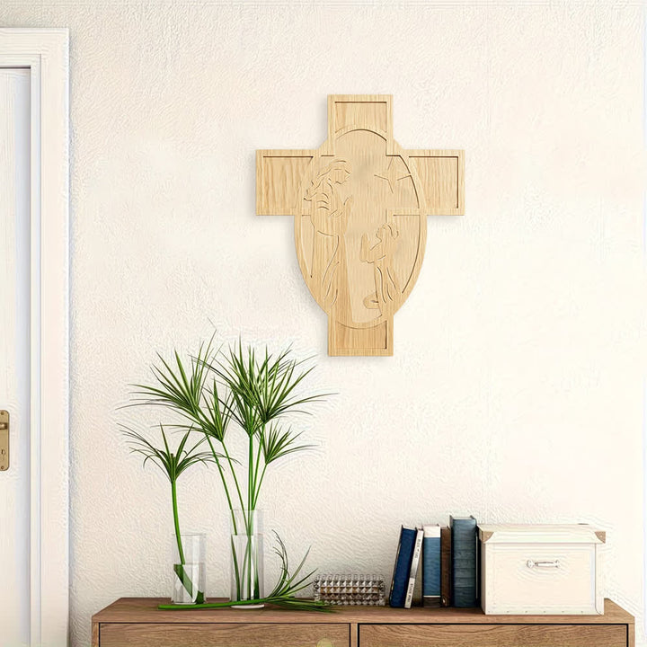 Christianartworkshop Nativity Scene Wooden Cross Wall Decor: A Reminder of God's Love - image 3