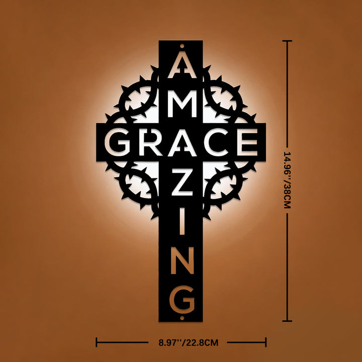 Christianartworkshop Amazing Grace Crown of Thorns Cross Metal Wall Decor: A Testament of Redemptive Love - 14.96''*8.98''*0.04"/38*22.8*0.1cm - image 6