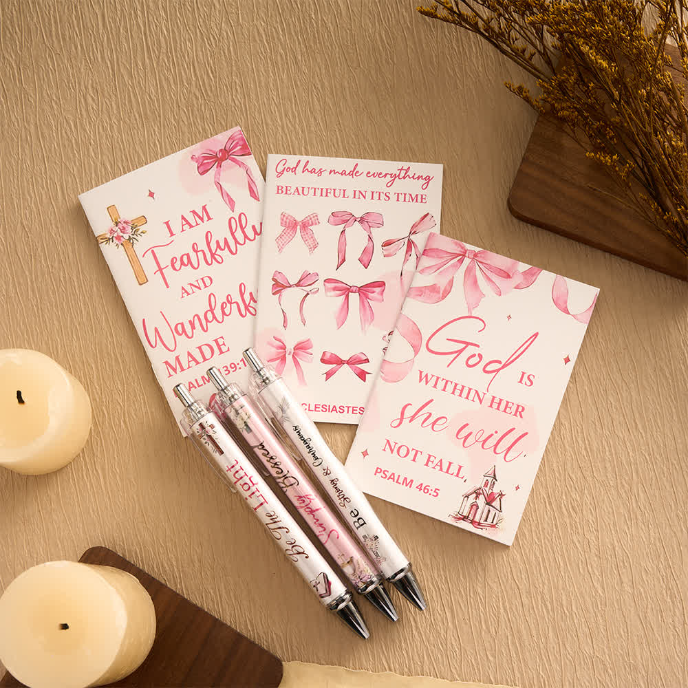 Christianartworkshop Floral Cross Motivational Pens & Bible Verse Notebooks Gift Set - image 35
