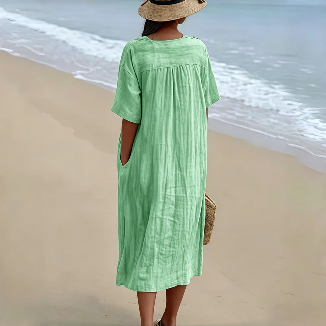 Christianartworkshop Summer Beach Faith Verse Dragonfly V-Neck Short Sleeve Midi Dress - image 1