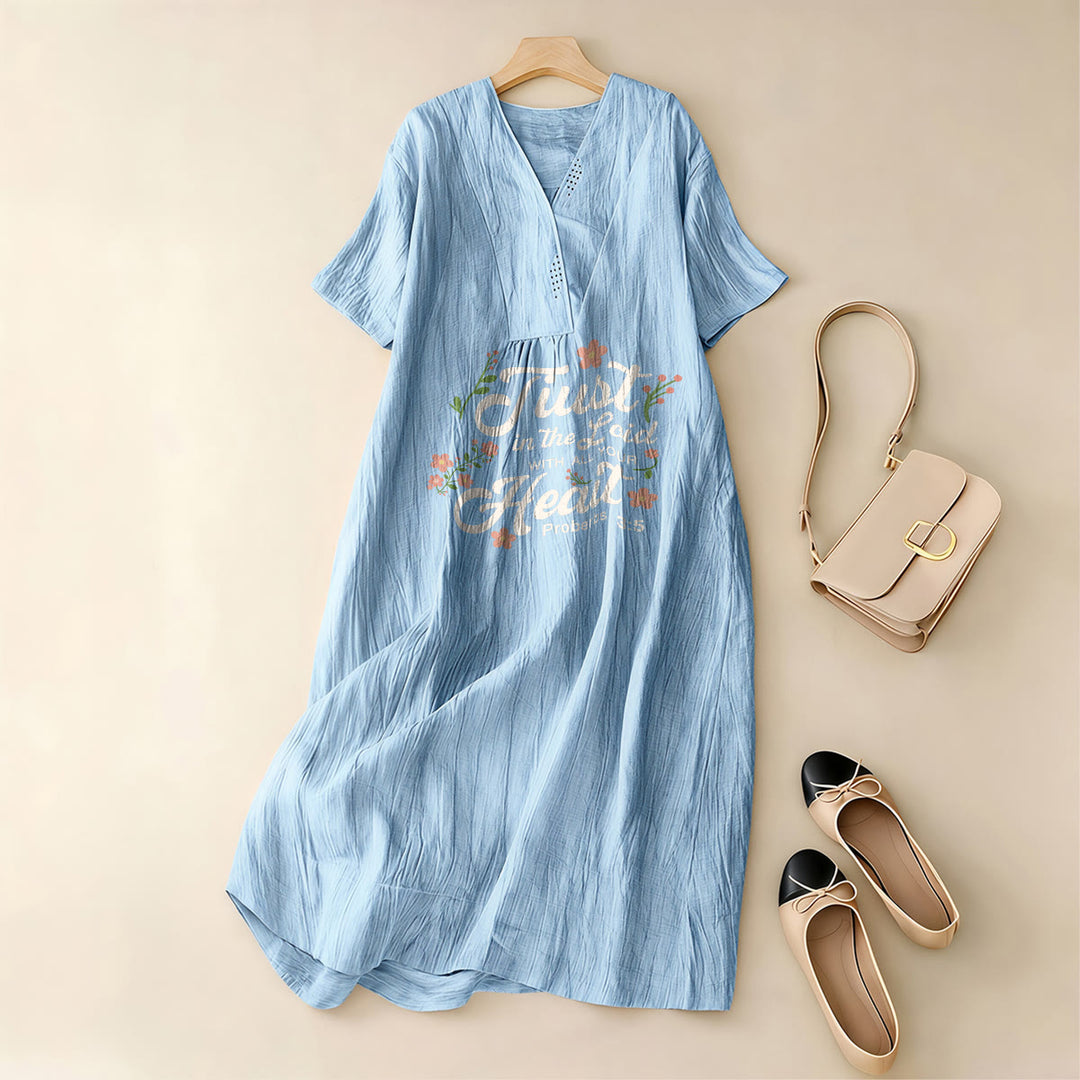 Christianartworkshop Trust In The Lord With All Your Heart Proverbs 3:5 Floral V-Neck Midi Dress - image 14